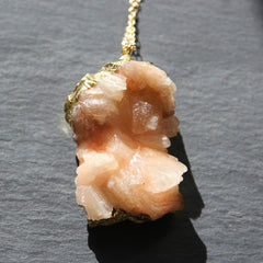 Dixie Necklace - 24k Gold Dipped Peach Crystal Cluster Necklace