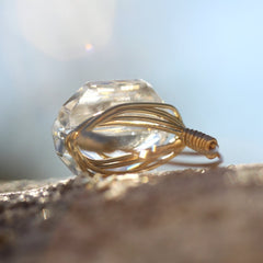 Gem Pop Ring - 18k Gold & Clear Swarovski Crystal Wire Wrapped Ring