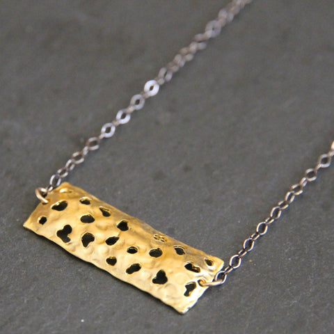 Volcanic Necklace - 18k Gold Organic Textured Pendant Charm Necklace
