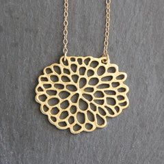 Dahlia Necklace - 18k Gold Organic Flower Floral Pendant Charm Necklace