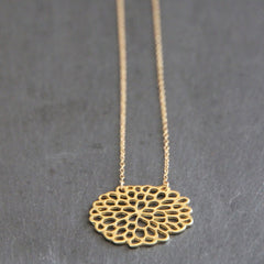 Dahlia Necklace - 18k Gold Organic Flower Floral Pendant Charm Necklace