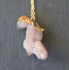 Mykonos Necklace - 24k Gold Dipped Lavender Spirit Quartz Necklace