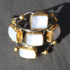 Twilight New Moon 24k Gold, Oxidized Sterling Silver & Moonstone Cocktail Ring
