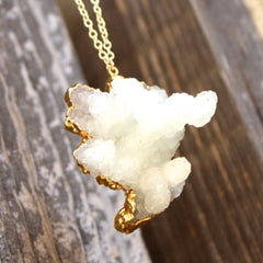 Brunico Necklace - 24k Gold Dipped Milk White Crystal Necklace