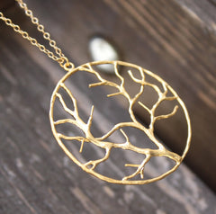 The Tree of Life Infinity Necklace - 18k Gold Tree Pendant Charm Necklace