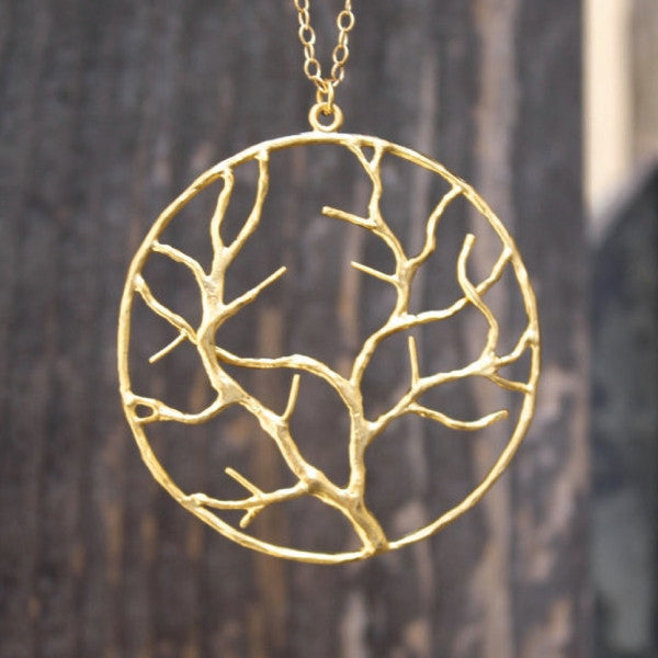 The Tree of Life Infinity Necklace - 18k Gold Tree Pendant Charm Necklace