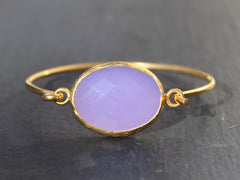 Old San Juan Bracelet - 24k Gold Dipped Purple Chalcedony Cuff