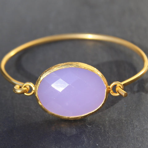 Old San Juan Bracelet - 24k Gold Dipped Purple Chalcedony Cuff