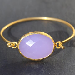 Old San Juan Bracelet - 24k Gold Dipped Purple Chalcedony Cuff