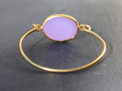 Old San Juan Bracelet - 24k Gold Dipped Purple Chalcedony Cuff