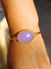 Old San Juan Bracelet - 24k Gold Dipped Purple Chalcedony Cuff