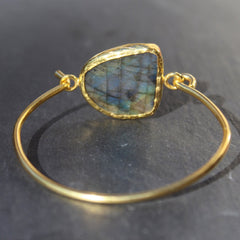 Old San Juan Bracelet - 24k Gold Dipped Iridescent Night Labradorite Crystal Cuff