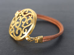 Sultanahmet Bracelet - 24k Gold Dipped Script Medallion Cuff