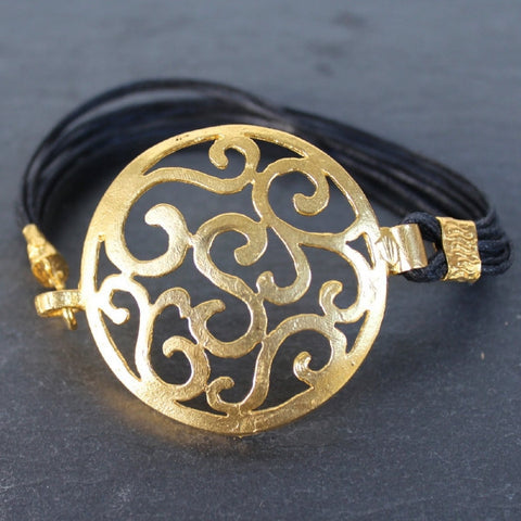 Sultanahmet Bracelet - 24k Gold Dipped Script Medallion Cuff